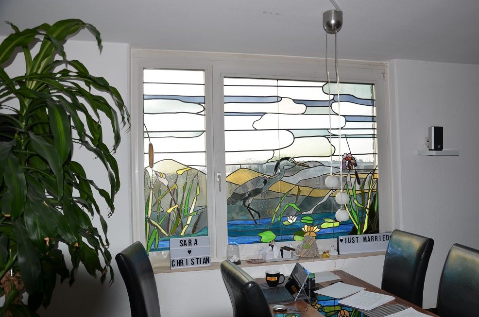 Bleiglasfenster im Wohnzimmer